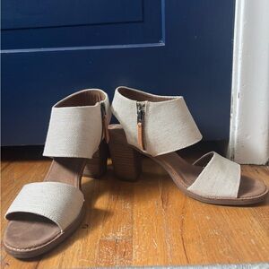 Toms Women’s Cream Sandals with Block Heel